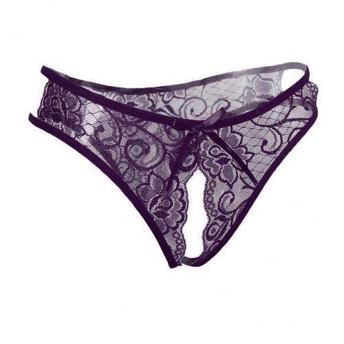 Generic 2X Women's Sexy Lace Open Crotch G-String Low Rise Underwear  Panties