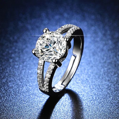 Fashion Sterling Silver Adjustable Diamond Engagement Proposal Ring With  Free Case