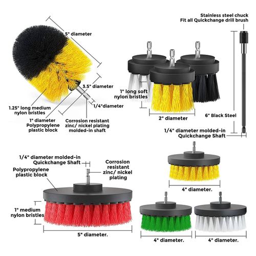 Power Scrubbers, Cleaning Drill Brushes, Extended Long Attachment