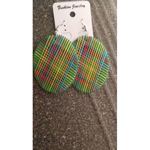 product_image_name-Fashion-Handmade multicolor woven thread round drop earrings-1