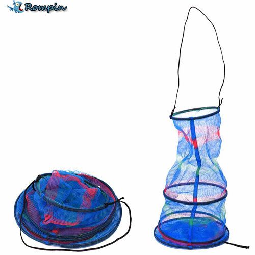 Generic 25 * 65cm Mini Fishing Basket Three Tiered Collapsible Colorful  Lightweight Portable Crab Lobster Shrimp Fish Storage Creel Net