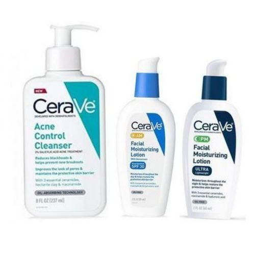 Cerave Acne Control Cleanser & AM + PM Facial Moisturizing Lotion