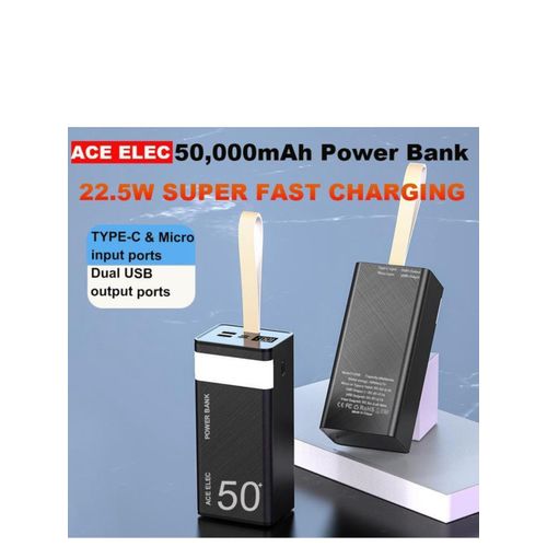 Ace Elec 50000mAh PD super fast charging portable power bank Type C input/output with led light
