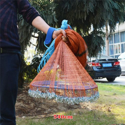 Generic Korean Steel Chain Sinkers Hand Cast Net PE Line Small Mesh Throw  Net With Flying Disc High Efficiency Fishing Tools