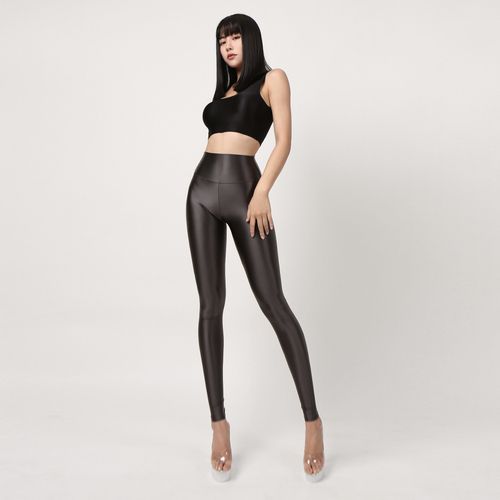Fashion (Dark Grey)Sexy Tight Transparent Satin Glossy Leggings