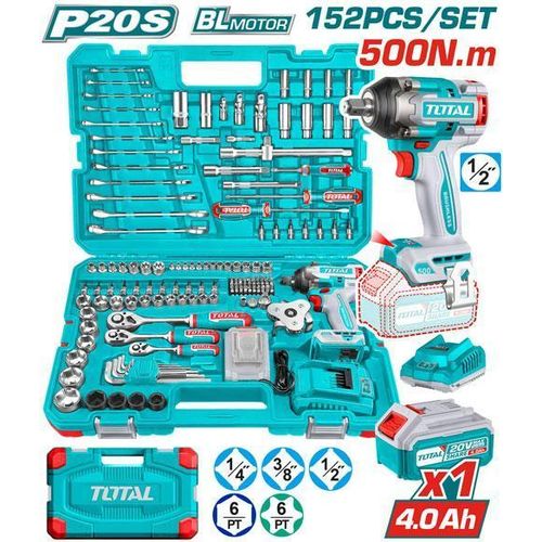 TOTAL 152 Pcs Cordless impact wrench tools set