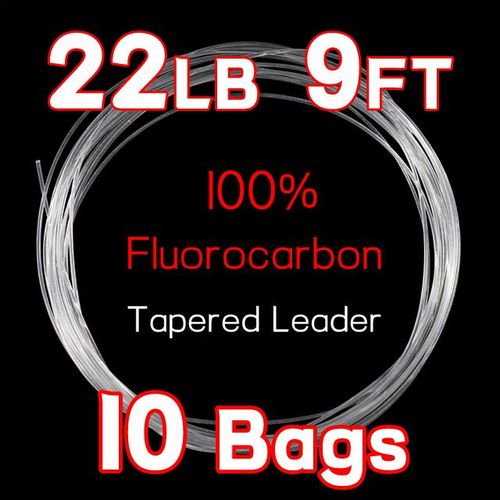 Generic 10 Bags 9ft 0x - 26lb Fly Fishing Fluorocarbon Leader Tippet Line  For Nymph And Saltwater Streamer Fly Tapered Fishing Leader