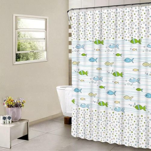 Generic Fish Pattern Shower Curtain Mold Proof Waterproof Durable Bathroom Curtain - image 3