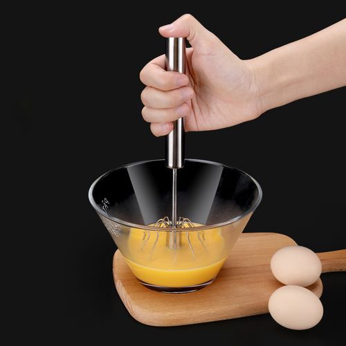 Household Semi-Automatic Rotating Egg Beater,304 Stainless Self