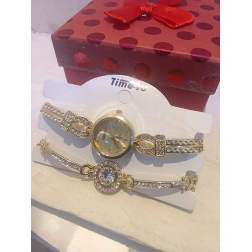 product_image_name-Time-Women Luxury Gold Wristwatch And Bracelet-3