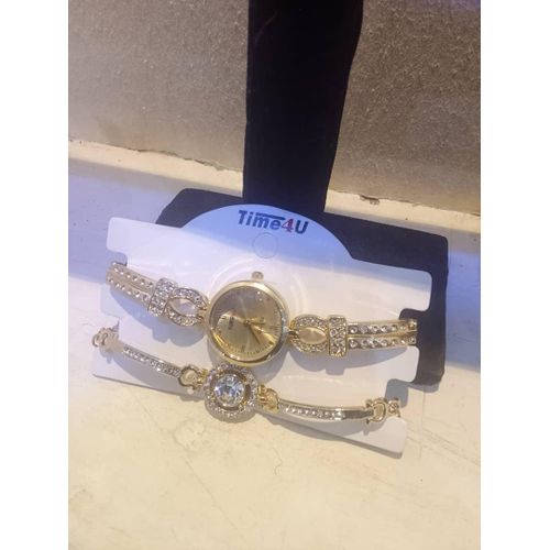 product_image_name-Time-Women Luxury Gold Wristwatch And Bracelet-4