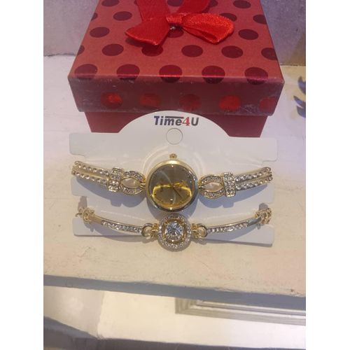 product_image_name-Time-Women Luxury Gold Wristwatch And Bracelet-5