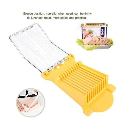 Spam Slicer, Boiled Egg Slicer Soft Cheese Slicer Luncheon Meat Slicer,  Stainless Steel Wires, Cuts 10 Slices (yellow)