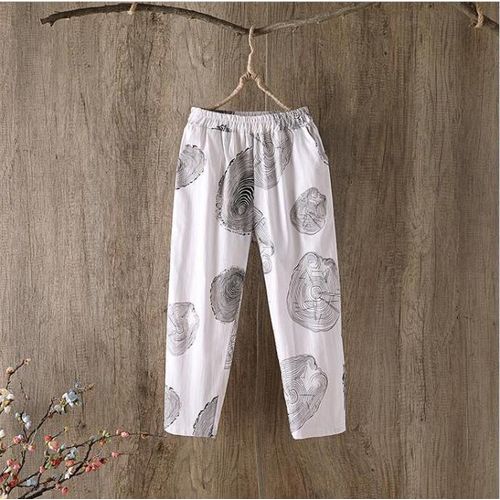 Fashion Dasswei Fashtion Cotton Linen Vintage Printed Pencil Pants