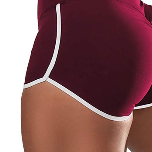 Generic Hot Pants Women High Waist Yoga Shorts Butt Lift Scrunch Booty Red