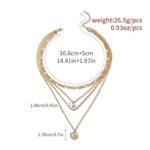product_image_name-Fashion-Coin Pendant Metal Exaggerated Thick Chain Multi-layer Necklace-5