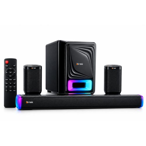 Ntek 280W Max Power 5.1” Stereo Soundbar with Powerful Subwoofer, Deep Bass, Wireless Pairing, Bluetooth, Multimedia Functions & Equalizer