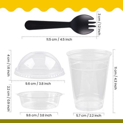 Set of 12 Plastic Dessert Bowls, 5.7 Oz Mini Appetizer Cup Clear