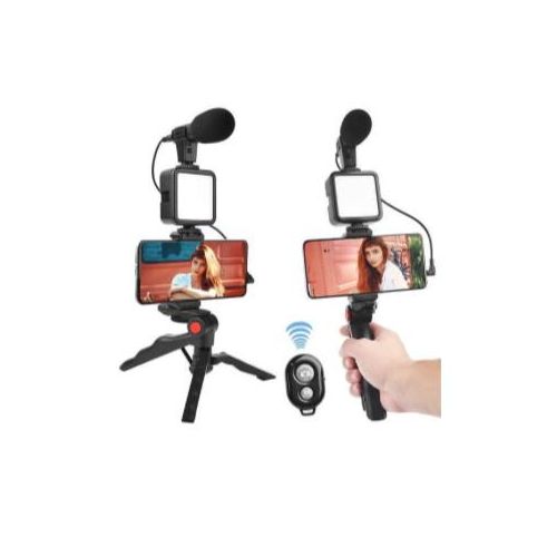 product_image_name-Generic-Live Streaming Vlogging Kit LED Video Light Tripod Phone Holder + Microphone For YouTube/Tiktok/Facebook/Camera-1