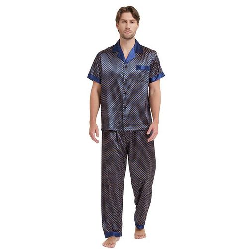 Generic Tony And Candice Men s Silk Satin Pajama Set Short Sleeve Loungewear Button Down Sleepwear With Long Pants Jumia Nigeria