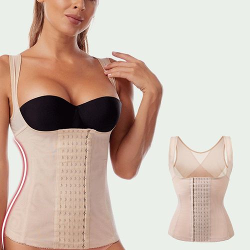 Generic Women Underbust Body Trainer Corset Vest Adjustable Hook Skin Color  S