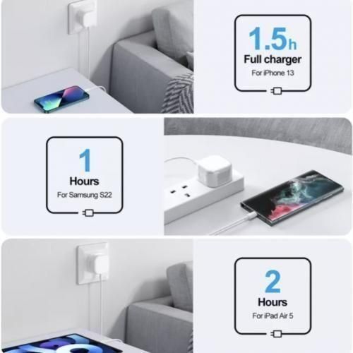 product_image_name-Fast-Dual USB-C 50W Charger Adapter (with USB-C to Lightning Cable)-2