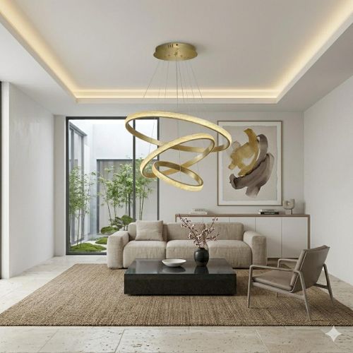 product_image_name-Generic-Chandelier Light Ceiling Light for Living Room, Chanderlin Light, Chanderlier Ceiling Light Drop down Rope Light for Kitchen, Bedroom Ceiling Light, Bright Dropping Light Ceiling Fittings, Modern Design Circular Ring Pendant Light-3
