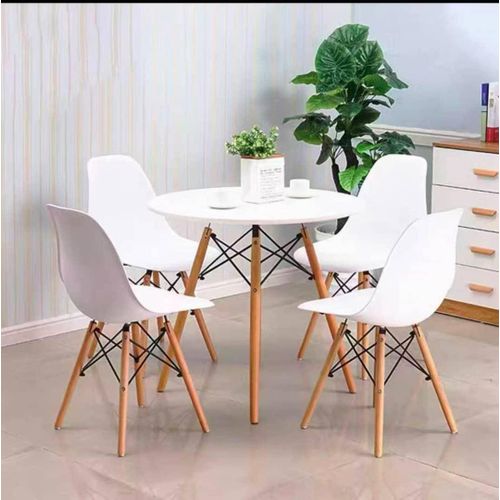 Generic Dinning Round Table + 4 Sitting Chairs   Colour: white and black - image 2