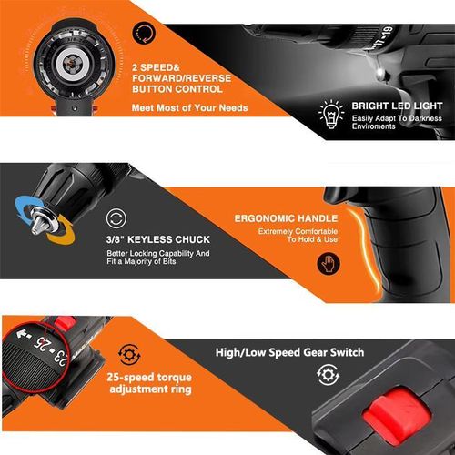Generic 32 pcs Electric Screwdriver 21VF Li‑ion Lightweight Home Tool - image 7