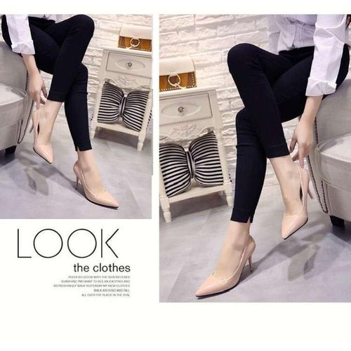 Fashion Elegant Beige Stiletto Mid-heel Shoes - image 3