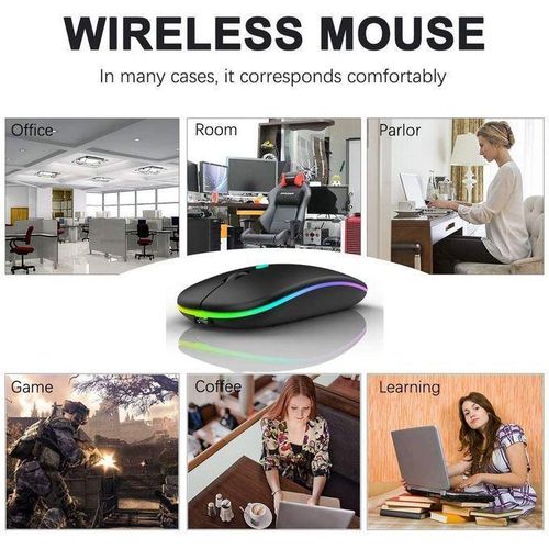 Generic RGB Wireless Mouse Bluetooth Rechargeable Ergonomic Mouse for PC Laptop - image 2
