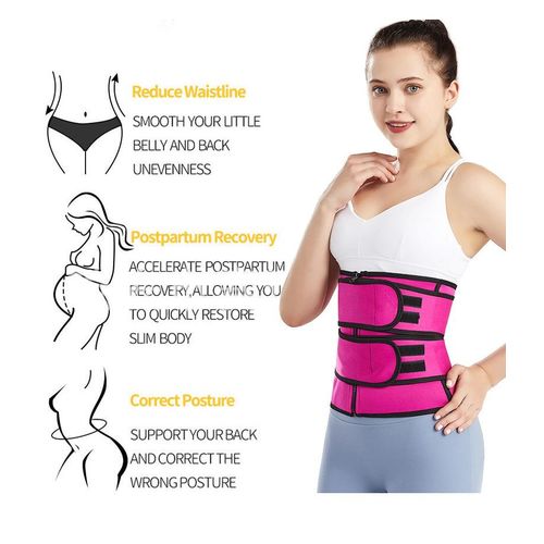 Women Zipper Rubber Corset Fat Burning Abdomen Steel Bone Corset Women  Postpartum Abdomen Belt Slimming Shirt 