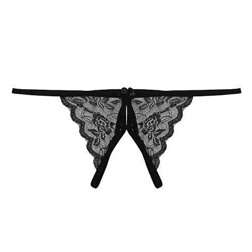 Fashion 3PCS Women Sexy Lace Floral Open Crotch Lingerie G-String Thong  Underwear-Array