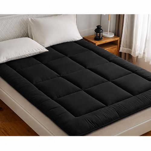 Fluffy Quality 7cm thick mattress topper black
