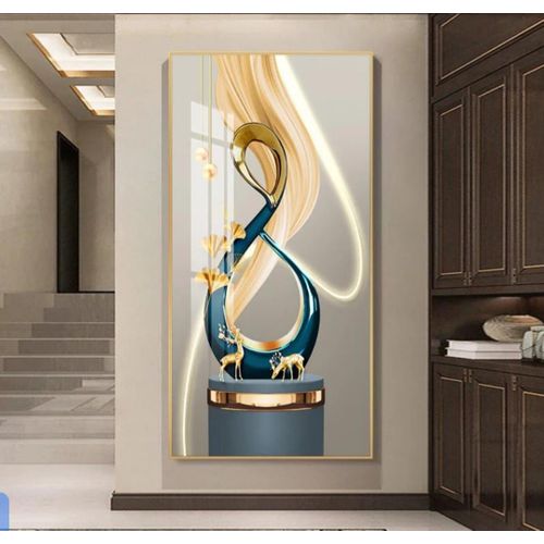 Generic Luxury Crystal Wall Frame Gold & Blue Diamond Stones (40×60) - image 2