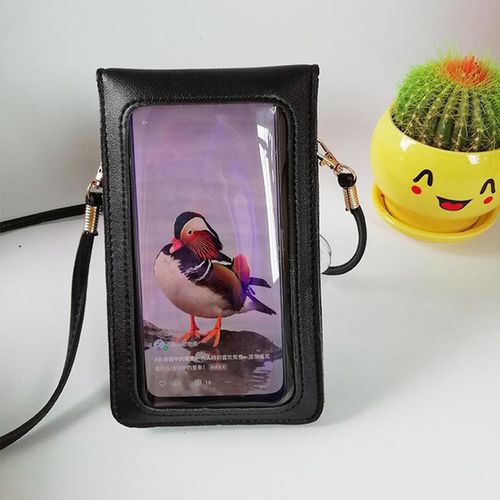 Purse with store window for phone
