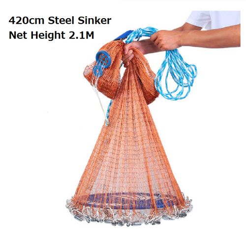 Generic American Style Hand Casting Net With Sinkers Upgraded Easy Throw  High Strength Nylon Line Small Mesh Throw Fishing Net 3M-7.2M