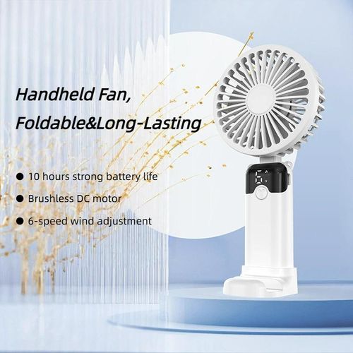 MingDe era Handheld USB Fan - 5000mAh, Quiet Brushless Motor, Digital Display, Portable - image 2