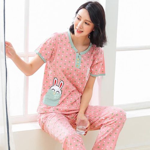 Generic 2023 Women Cotton Pyjamas Women Girl Pajama Sets Cartoon Sleepwear  Pajamas For Women Short-Sleeved Tracksuit