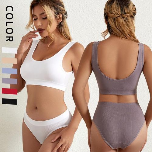 Generic Women's Underwear Vest-Style Sports Thin Section Large Size Bra Big  Chest Small French Style Girl Lingerie Set