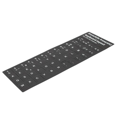 White Letters French Azerty Keyboard Sticker Cover Black for