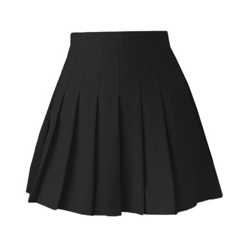 Generic Women Skater Pleated Skirt High Waisted Mini Skirts Black XXL