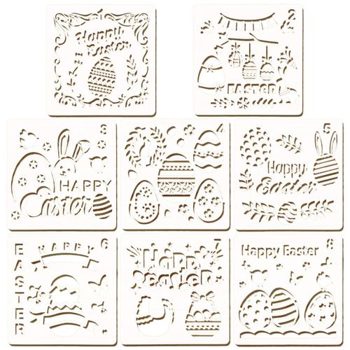 Generic 8Pcs Easter Drawing Painting Stencils Template Sets Washable PET  Stencils for Painting Decoration Crafts for Kids Gift