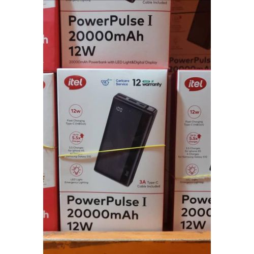 itel PowerPulse 20000mAh Bundle – Power Bank with FREE 12W Fast Charger