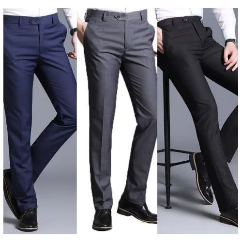 Generic 3 In 1 HIGH QUALITY Suit Trousers- Navy Blue, Black And