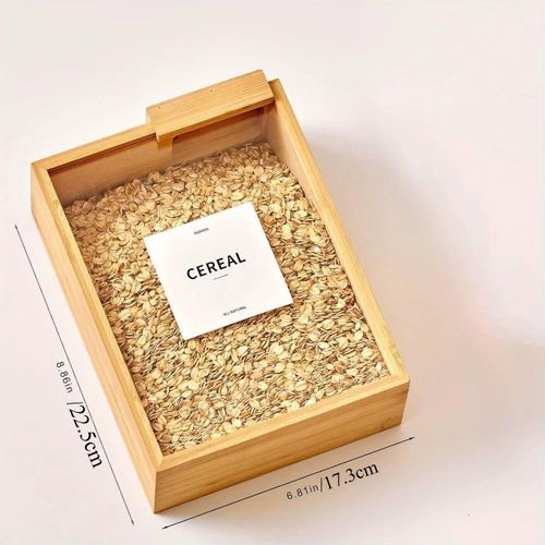 Generic Bamboo Wooden Cereal/Food Storage Dispenser With Stickers