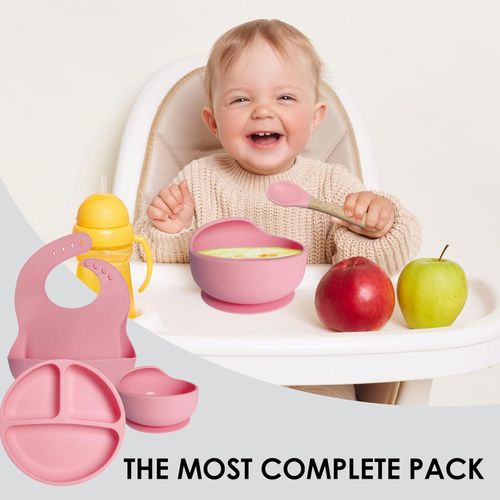 product_image_name-Generic-Self-Feeding Silicone Baby Set  Suction Bowl with Soft Spoons & Plate for First Foods-5