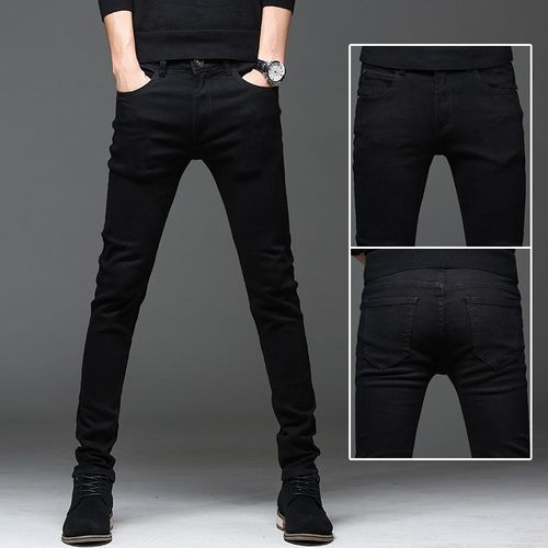 Fashion Men's Non Fade Plain Black Jeans