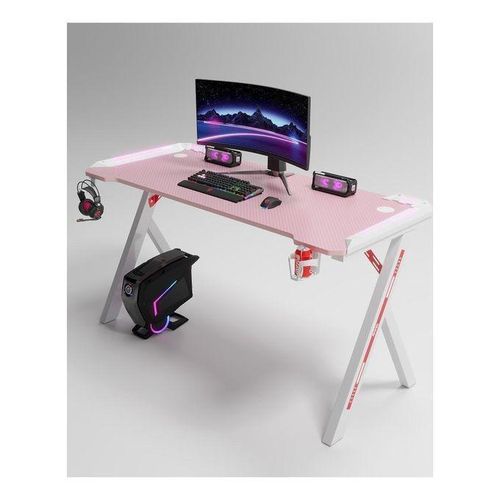 product_image_name-Generic-Modern Y Shaped RGB Led Lights Gaming Table 1.2Mtr (Pink)-1