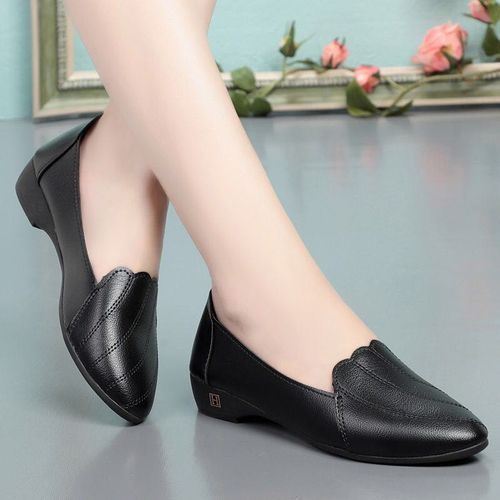 Fashion Women's Fashion Business Work Casual Leather Shoes-Black